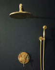 Unlacquered Brass Concealed Shower with cross handle