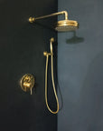 Unlacquered Brass Concealed Shower with cross handle