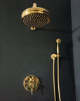 Unlacquered Brass Concealed Shower with cross handle