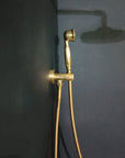 Unlacquered Brass Concealed Shower with cross handle