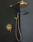 Unlacquered Brass Concealed Shower with cross handle