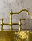 Unlacquered Brass Deck Mount Column Spout 3 Leg With Sidespray