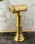 Unlacquered Brass Deck Mount Column Spout 3 Leg With Sidespray