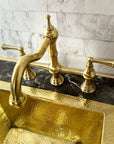 Unlacquered Brass Deck Mount Column Spout 3 Leg With Sidespray