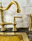 Unlacquered Brass Deck Mount Column Spout 3 Leg With Sidespray