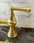 Unlacquered Brass Deck Mount Column Spout 3 Leg With Sidespray