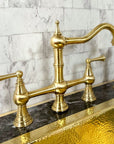 Unlacquered Brass Deck Mount Column Spout 3 Leg With Sidespray