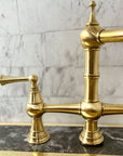 Unlacquered Brass Deck Mount Column Spout 3 Leg With Sidespray