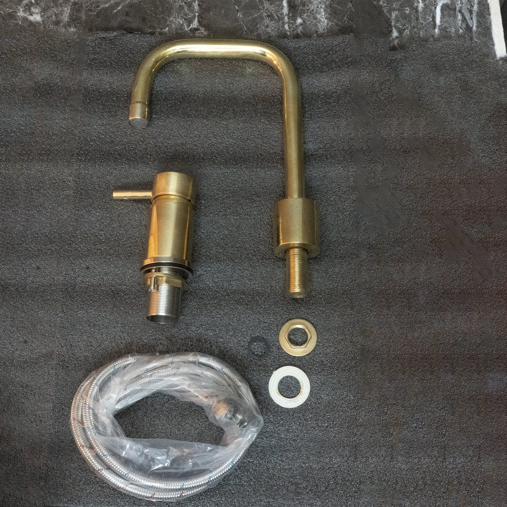 Unlacquered Brass Deck Mounted Basin Faucet