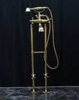 Unlacquered Brass Floor Mount Bath Tub Filler