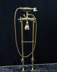 Unlacquered Brass Floor Mount Bath Tub Filler