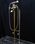 Unlacquered Brass Floor Mount Bath Tub Filler