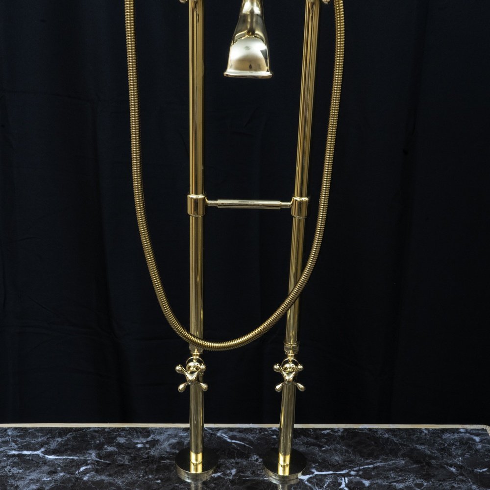 Unlacquered Brass Floor Mount Bath Tub Filler