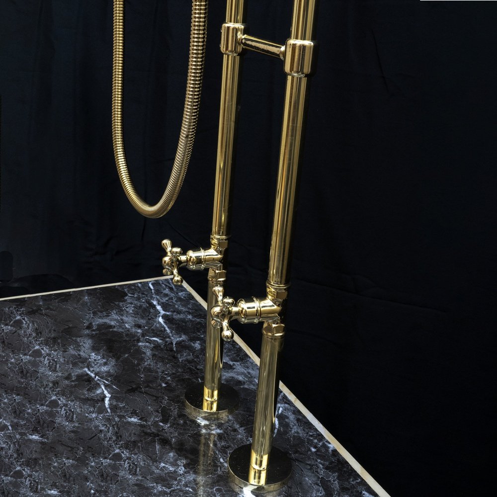 Unlacquered Brass Floor Mount Bath Tub Filler