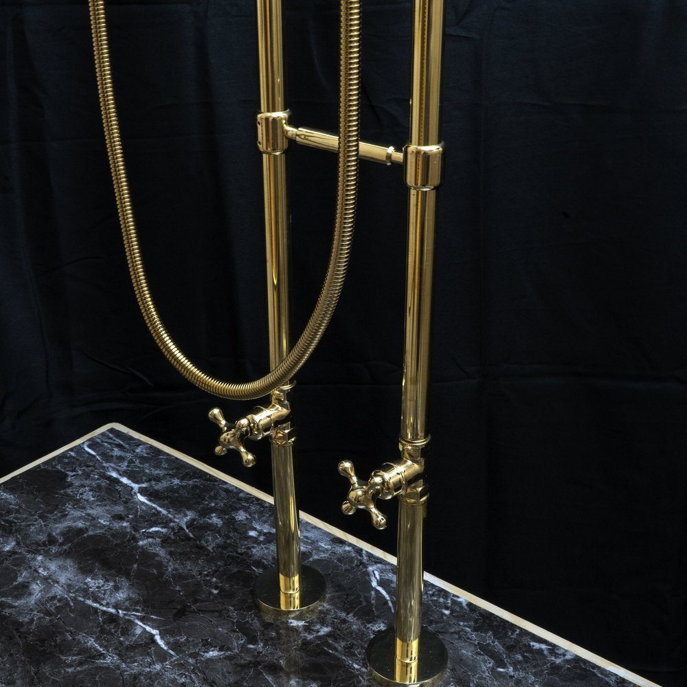 Unlacquered Brass Floor Mount Bath Tub Filler