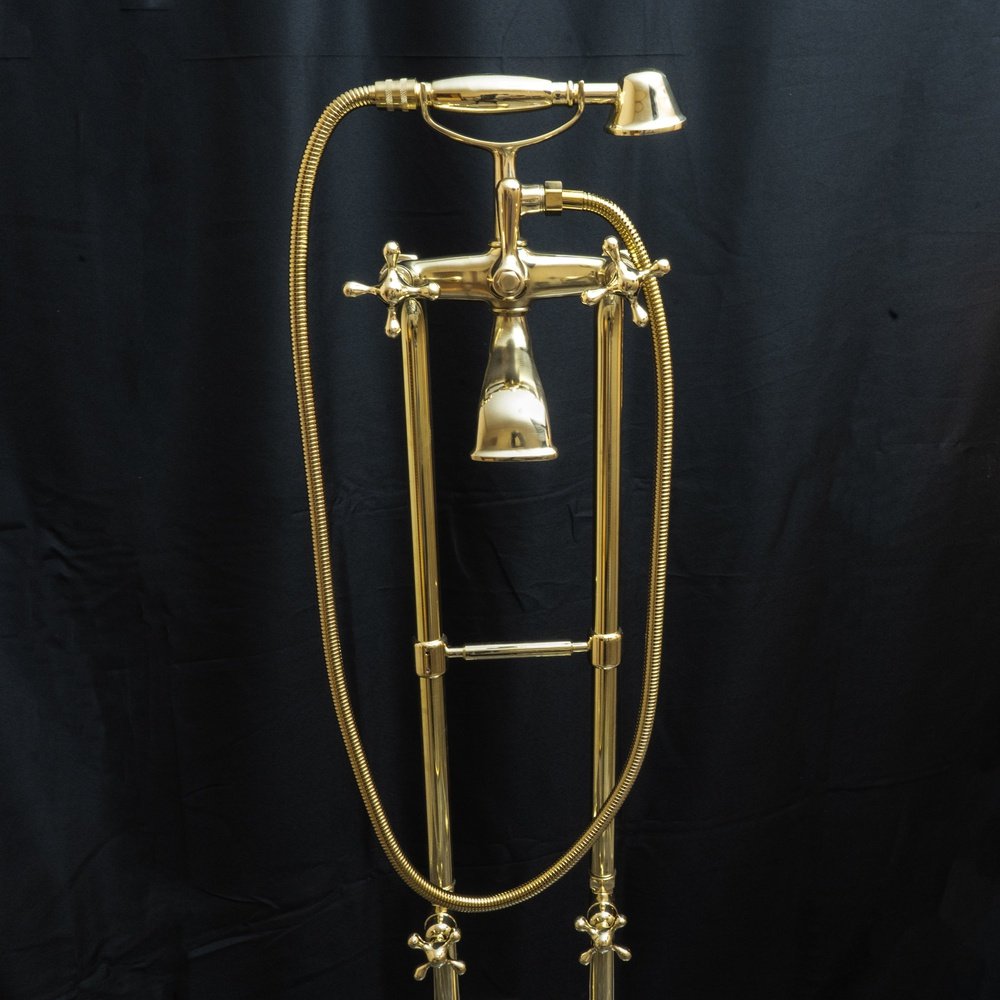 Unlacquered Brass Floor Mount Bath Tub Filler