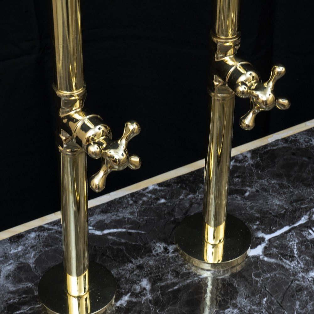 Unlacquered Brass Floor Mount Bath Tub Filler