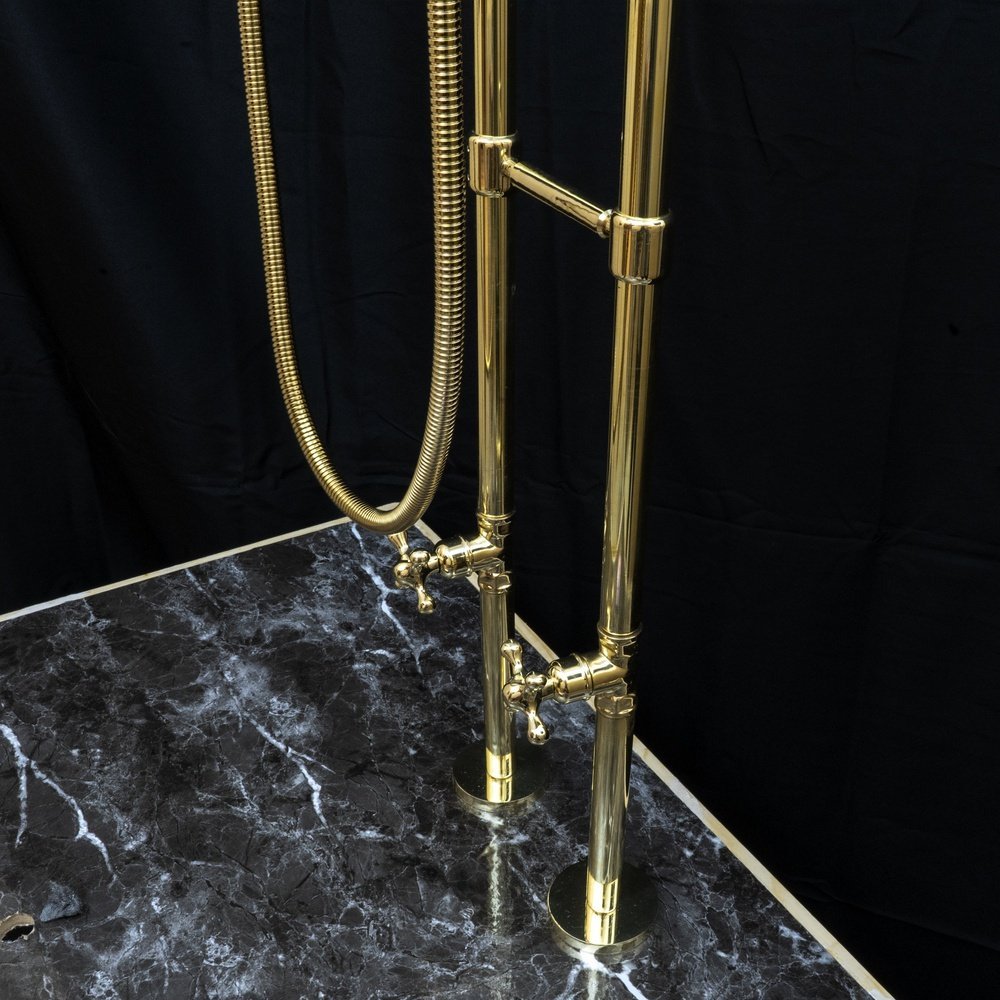 Unlacquered Brass Floor Mount Bath Tub Filler