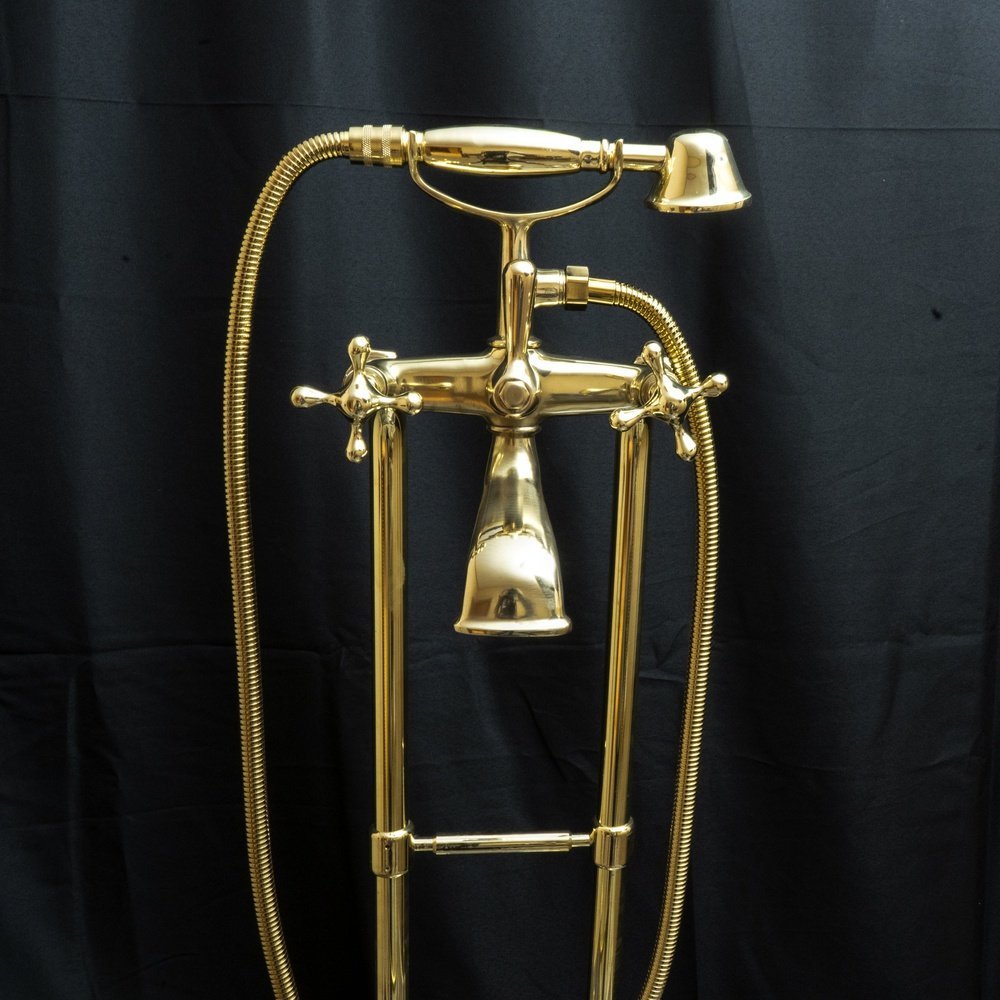 Unlacquered Brass Floor Mount Bath Tub Filler