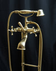 Unlacquered Brass Floor Mount Bath Tub Filler