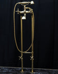 Unlacquered Brass Floor Mount Bath Tub Filler