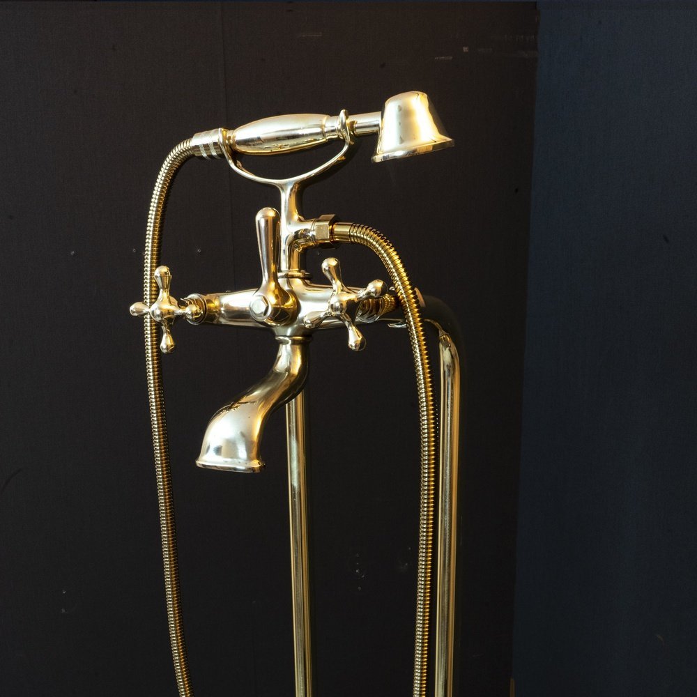 Unlacquered Brass Floor Mount Bath Tub Filler