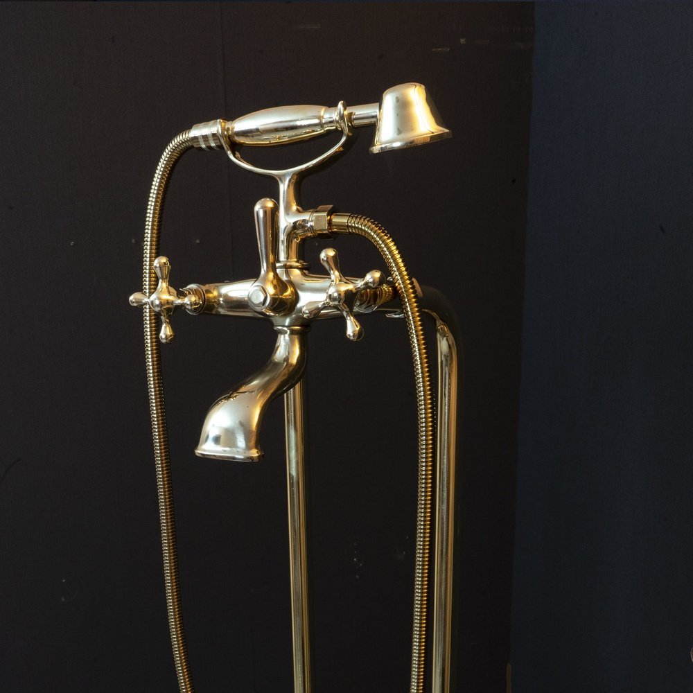 Unlacquered Brass Floor Mount Bath Tub Filler