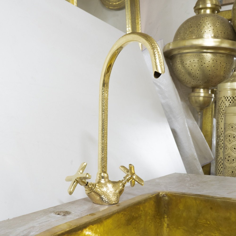 Unlacquered Brass Gooseneck Brass Faucet