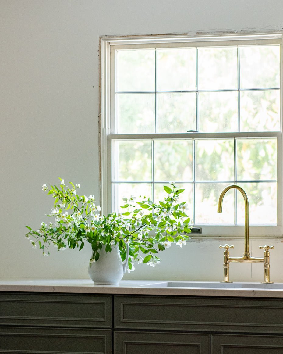 Unlacquered Brass Kitchen Bridge Faucet