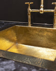 Unlacquered Brass Kitchen Island Solid, Undermount Brass Sink, Hammered Bar Sink