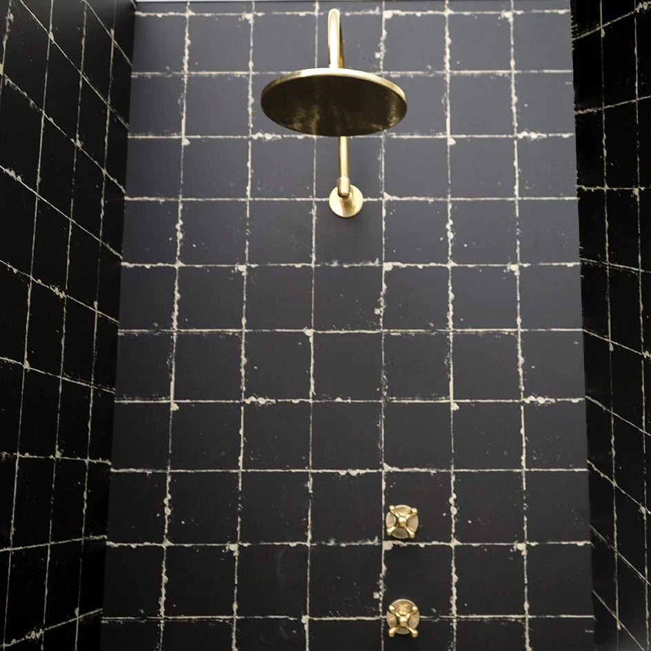 Unlacquered Brass Solid Brass Shower Head With Curved Arm