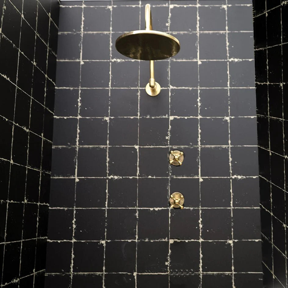 Unlacquered Brass Solid Brass Shower Head With Curved Arm