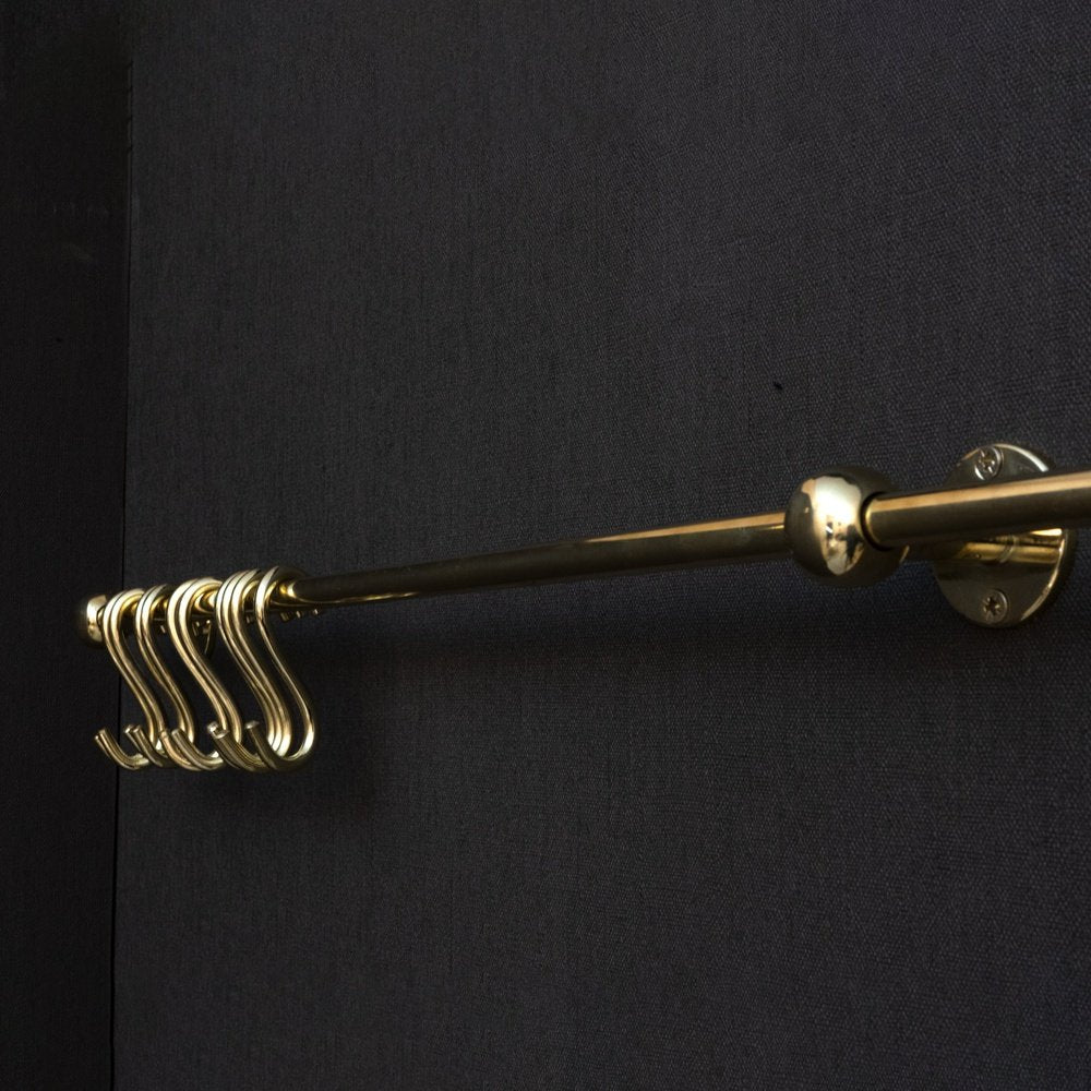 Unlacquered Brass Wall Mount Pot Rack