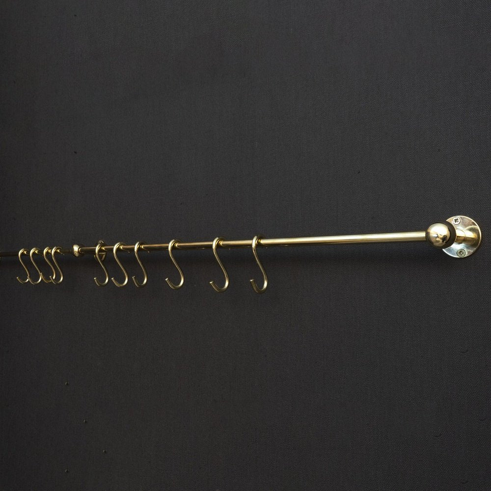 Unlacquered Brass Wall Mount Pot Rack