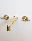 Unlacquered Brass Wall Mounted Faucet With Lever Handles