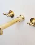 Unlacquered Brass Wall Mounted Faucet With Lever Handles