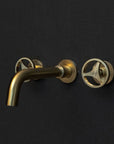 Unlacquered Brass Wall Mounted Faucet With Round Handles