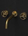 Unlacquered Brass Wall Mounted Faucet With Round Handles