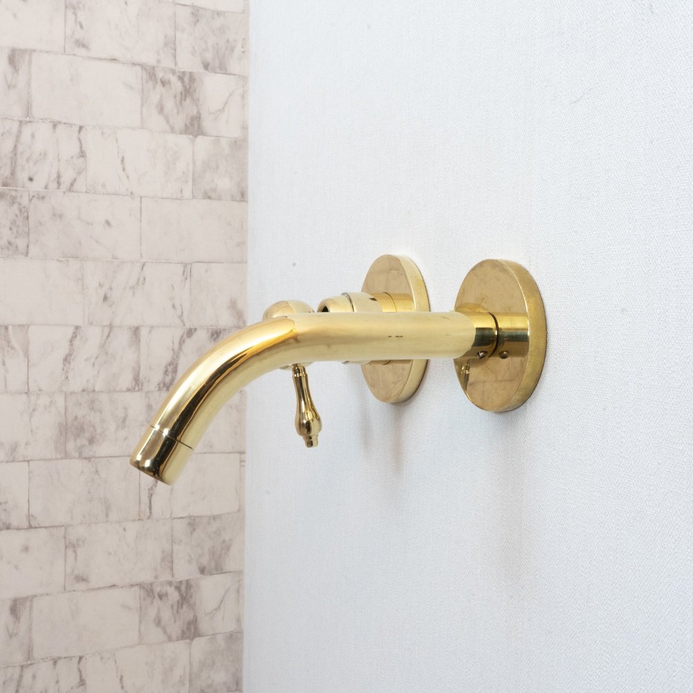 Unlacquered Brass Wall Mounted Mixer Faucet