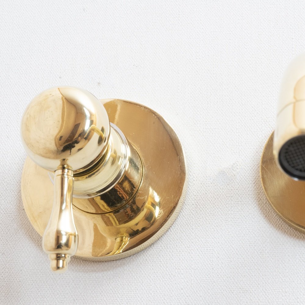 Unlacquered Brass Wall Mounted Mixer Faucet