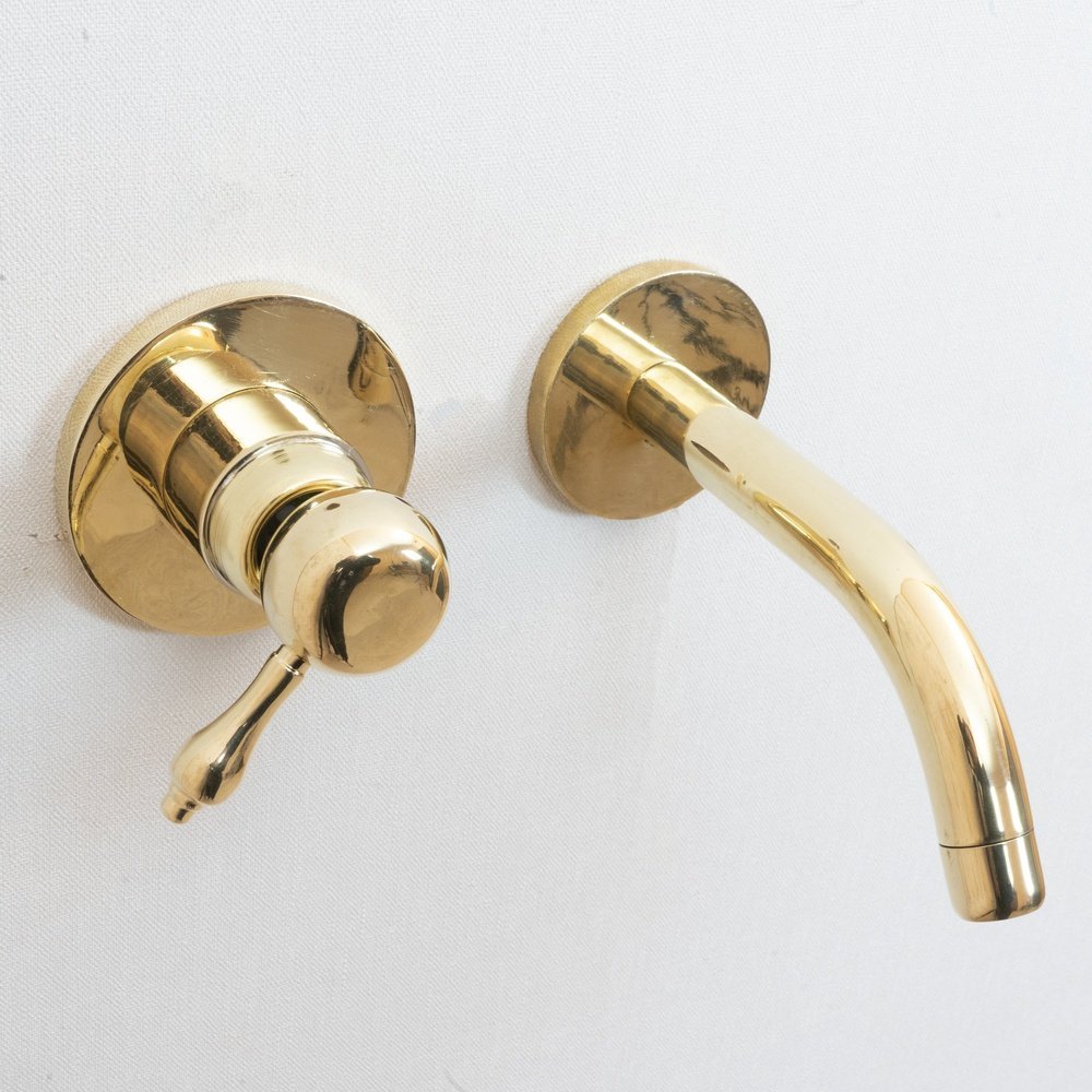 Unlacquered Brass Wall Mounted Mixer Faucet