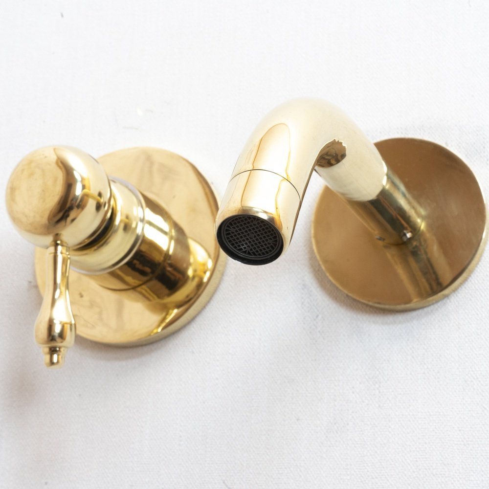 Unlacquered Brass Wall Mounted Mixer Faucet