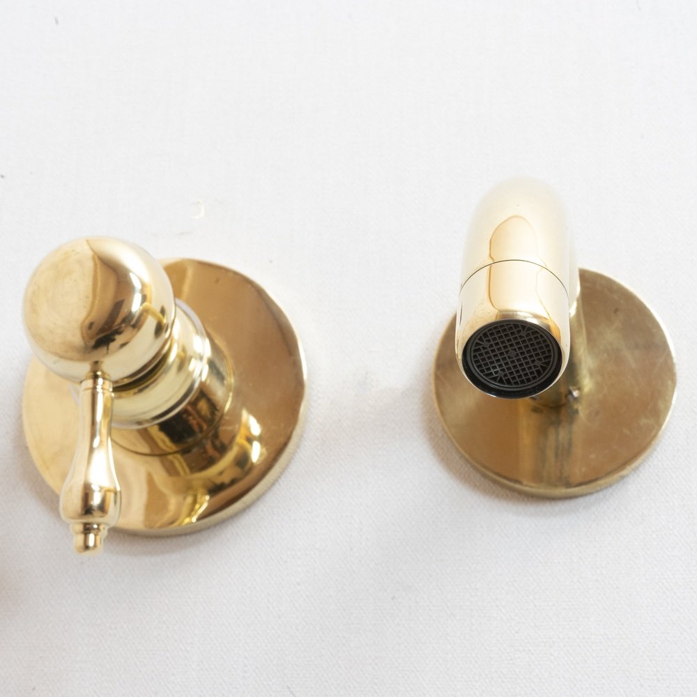 Unlacquered Brass Wall Mounted Mixer Faucet