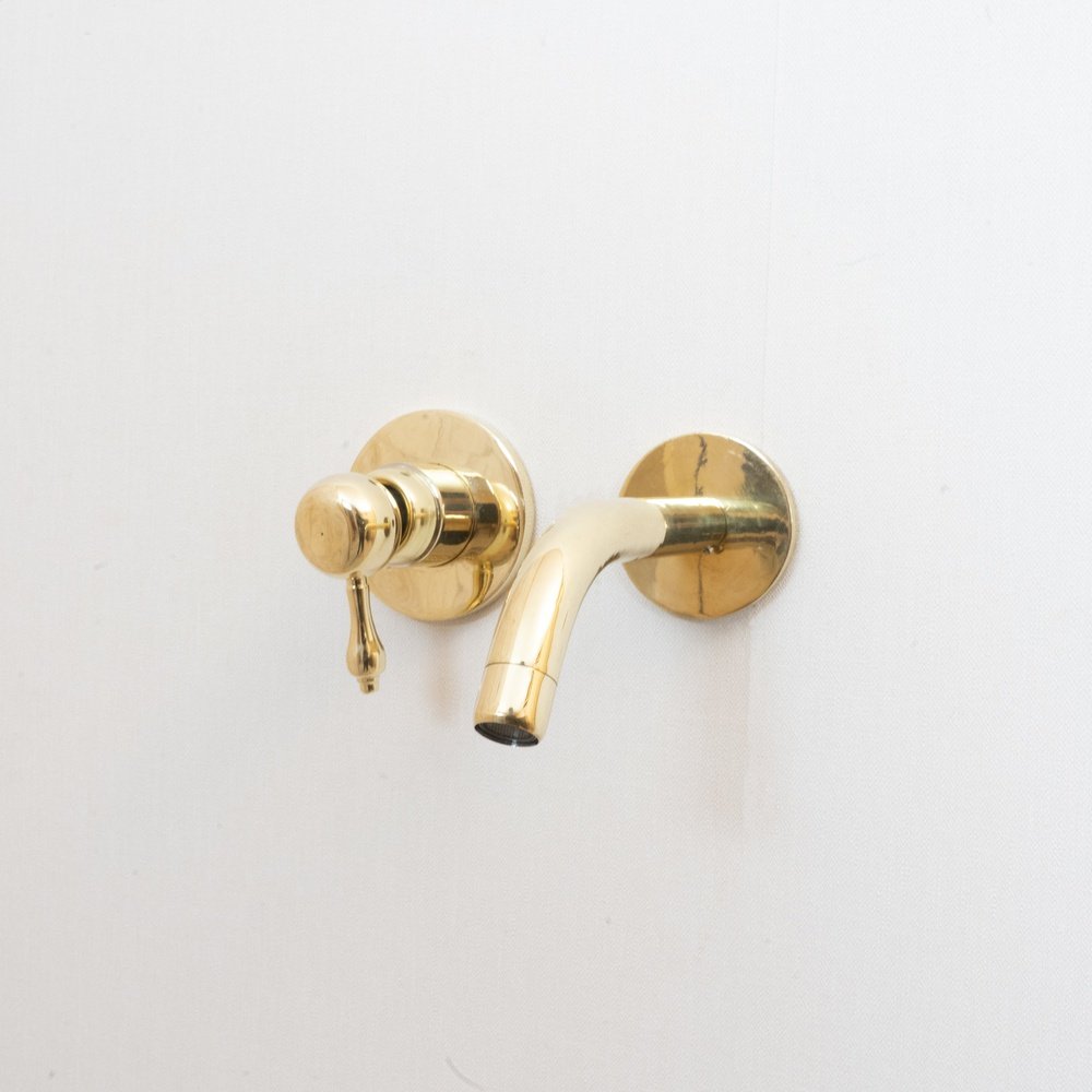 Unlacquered Brass Wall Mounted Mixer Faucet