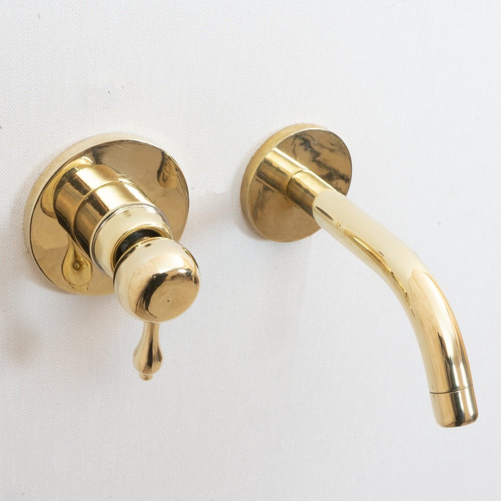 Unlacquered Brass Wall Mounted Mixer Faucet