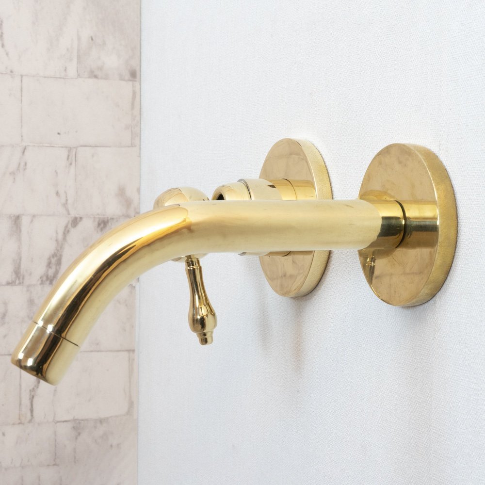 Unlacquered Brass Wall Mounted Mixer Faucet