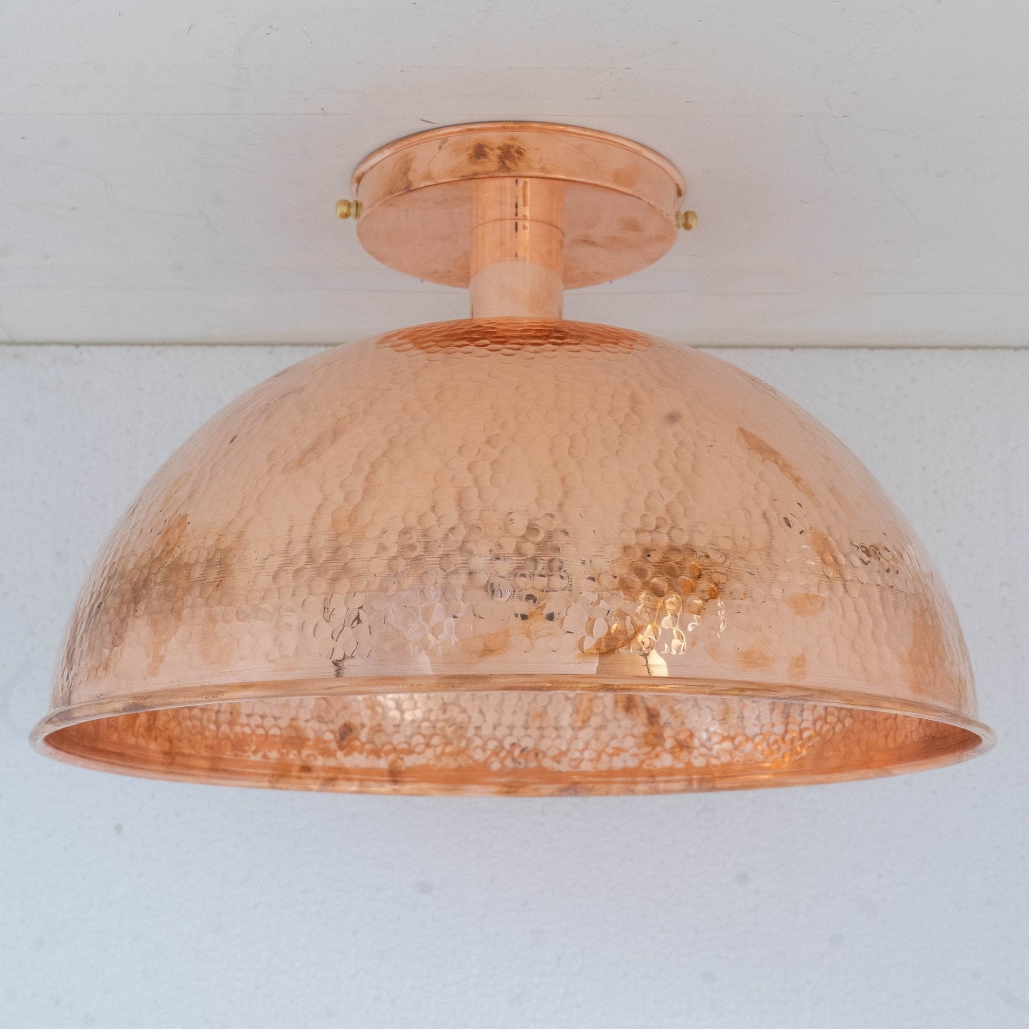 Unlacquered Copper Ceiling Light, Hammered Copper Flush Mount Light, Copper Ceiling Pendant