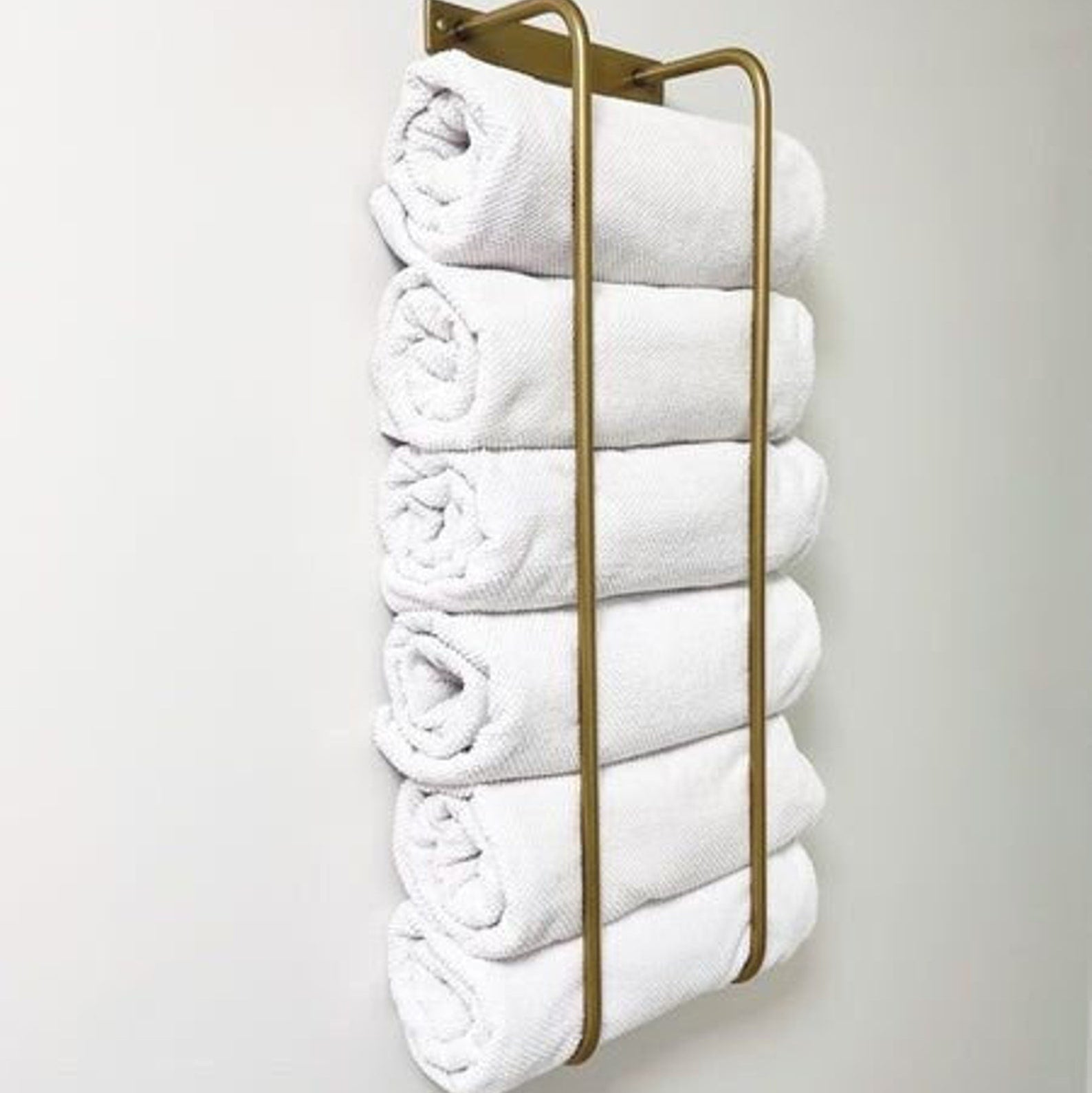 Unlacquered Brass Wall Mount Towel Holder - Two Vertical Rods