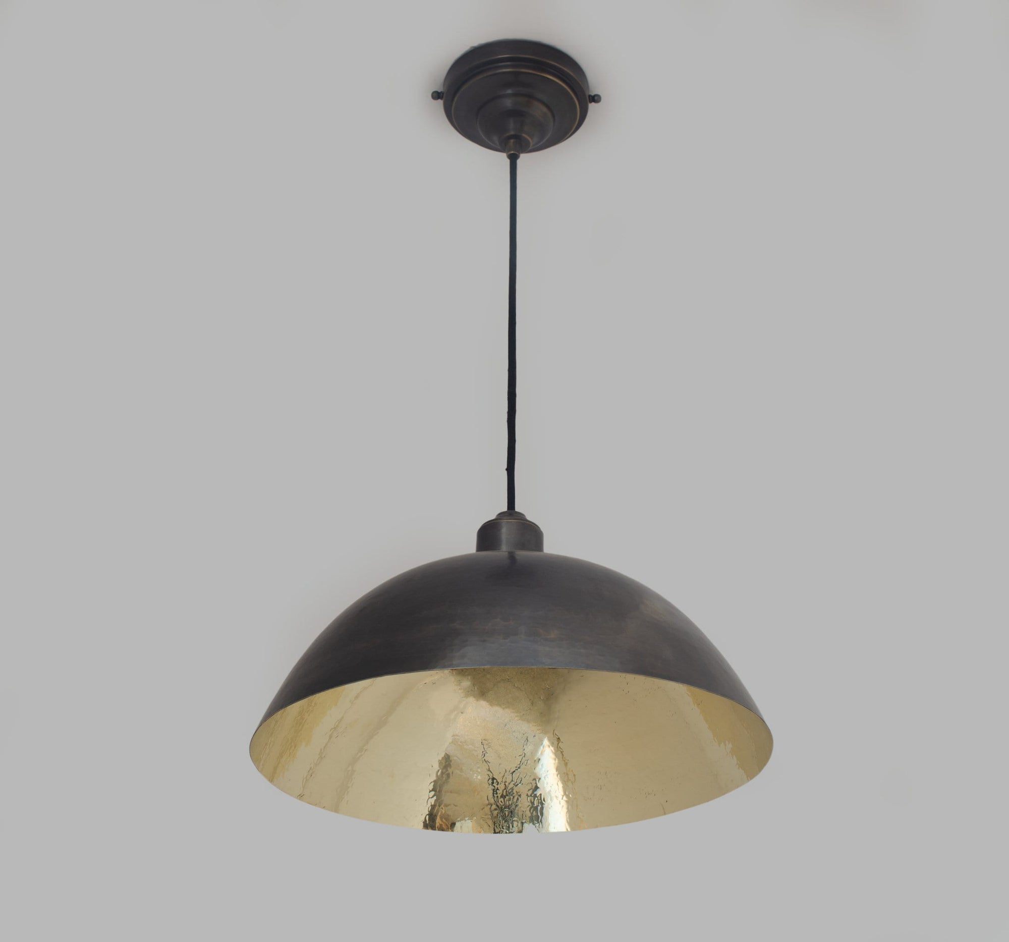 Vintage Solid Brass Pendant Light, Dome Ceiling Light, Oiled Finish