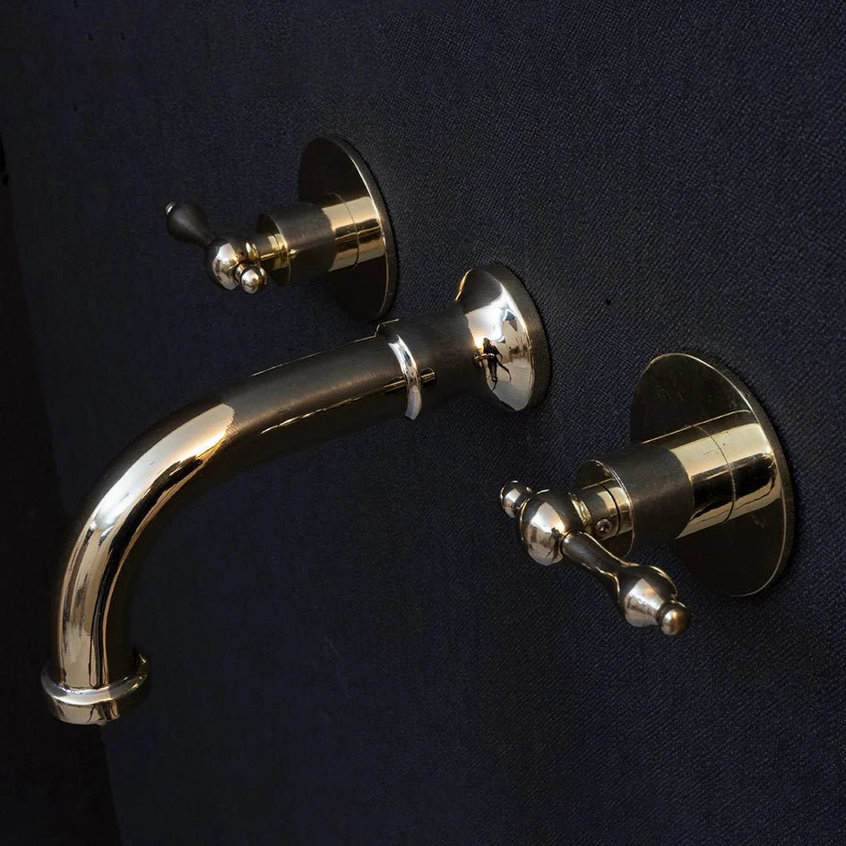 Wall Mounted Handcrafted Faucet With Lever Handles